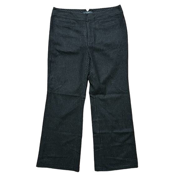 VTG BANANA REPUBLIC Harrison Wide Leg Bootcut Pinstriped Wool Pants SZ 8P - Picture 1 of 9